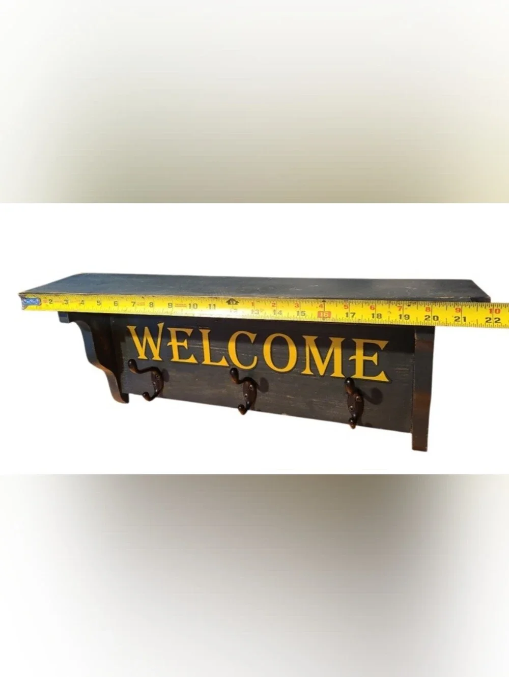 Welcome Shelf with Coat Hooks Wall Decor Primative Style/Coat Hooks